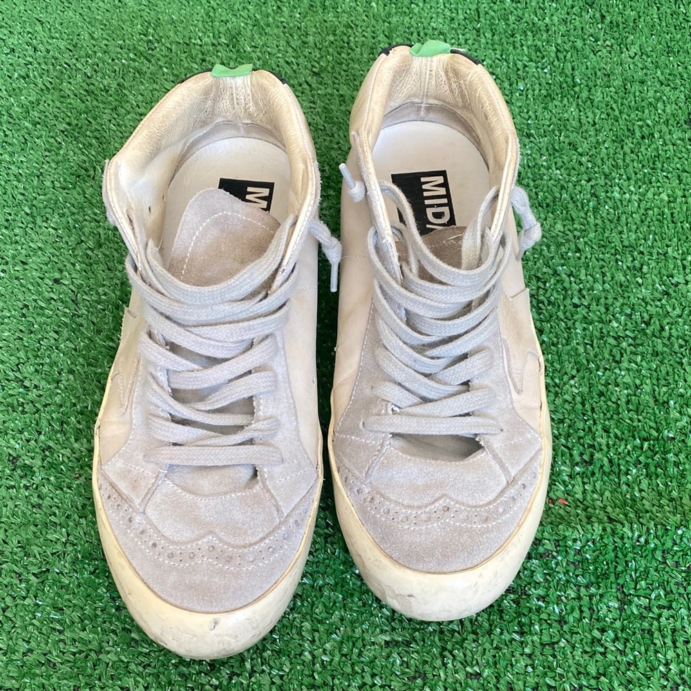 Golden Goose Mid Star Sneakers  Size 38 Gray Sparkly Suede Leather High Top